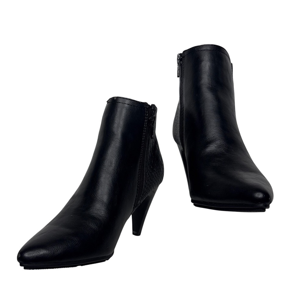 Style & Co Zoyaa Ankle Boots Womens 6 Black Faux Leather Snakeskin Stiletto Heel
